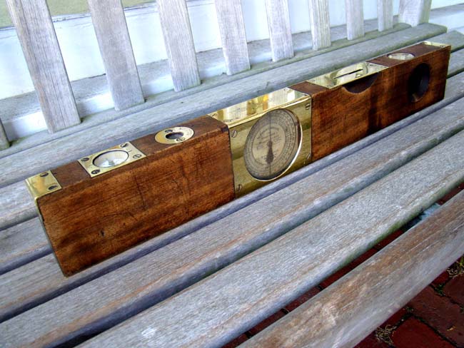 An exceptionally fine brass mounted railroad level and grade finder circa 1904